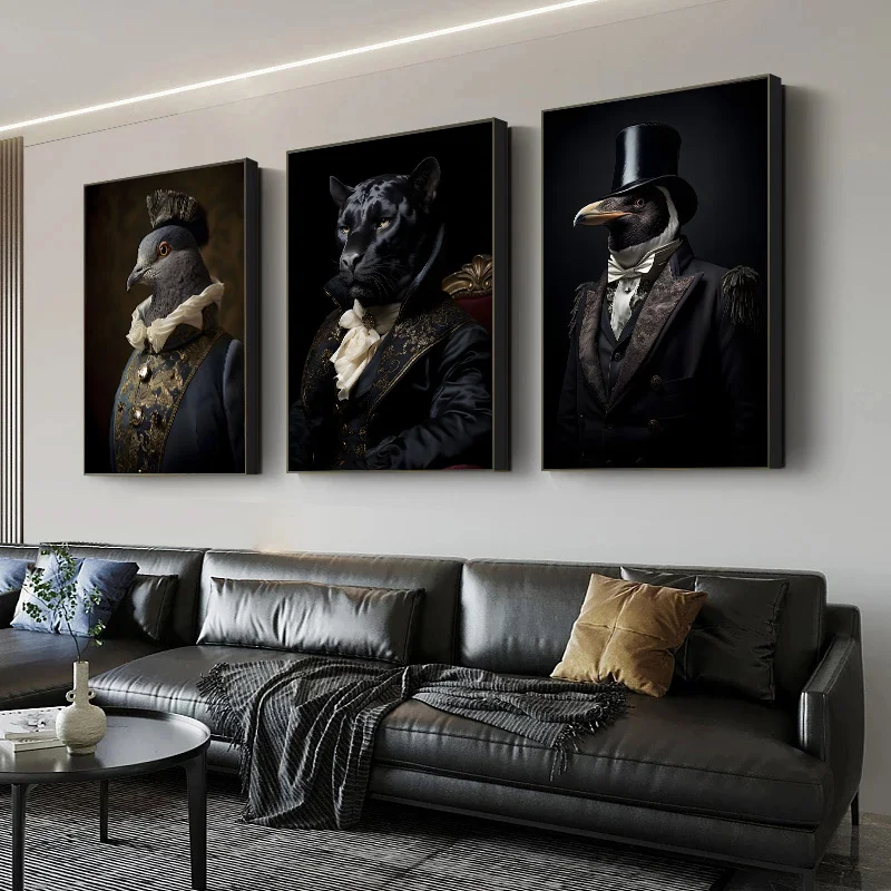 Aristocrat Animals Portrait Posters and Prints Vintage Art Canvas Painting Wall Art Pictures for Living Room Home Decor