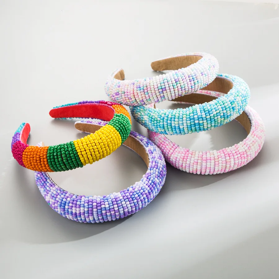 

Новая весенняя повязка на голову Heming: широкая, элегантная, модная, с цветными бусинами и кристаллами, украшение для волос.