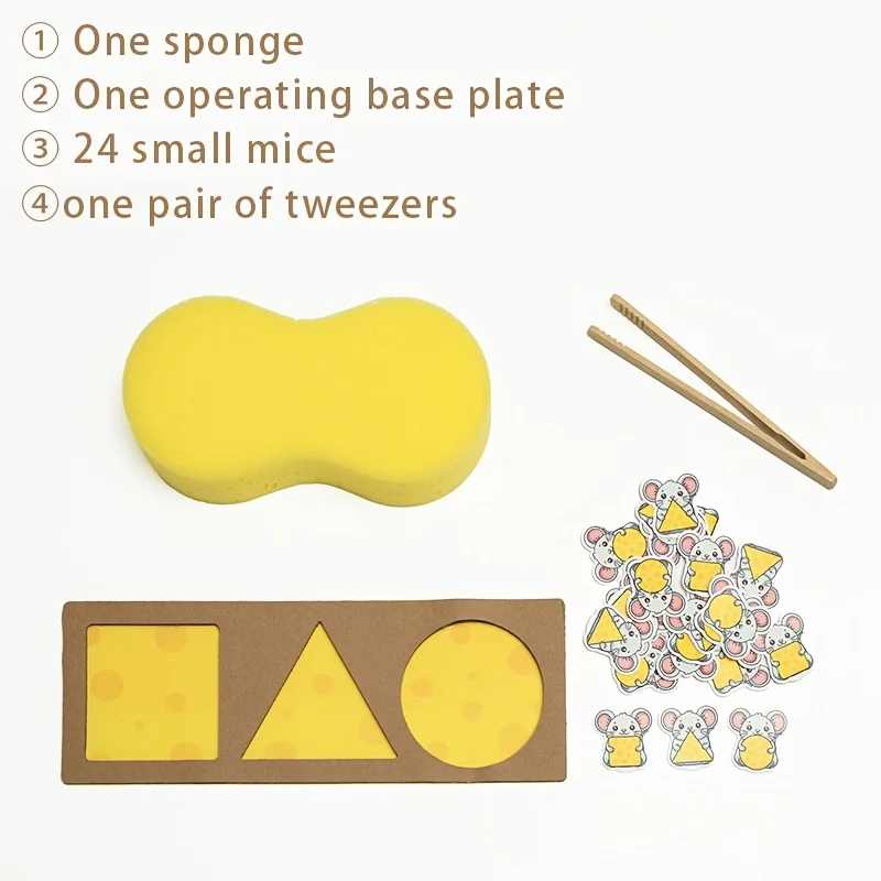 لعبة مطابقة الماوس والجبن لعبة مونتيسوري التعليمية المبكرة للتعرف على الأشكال والتدريب الحركي الدقيق كهدية للأطفال الصغار