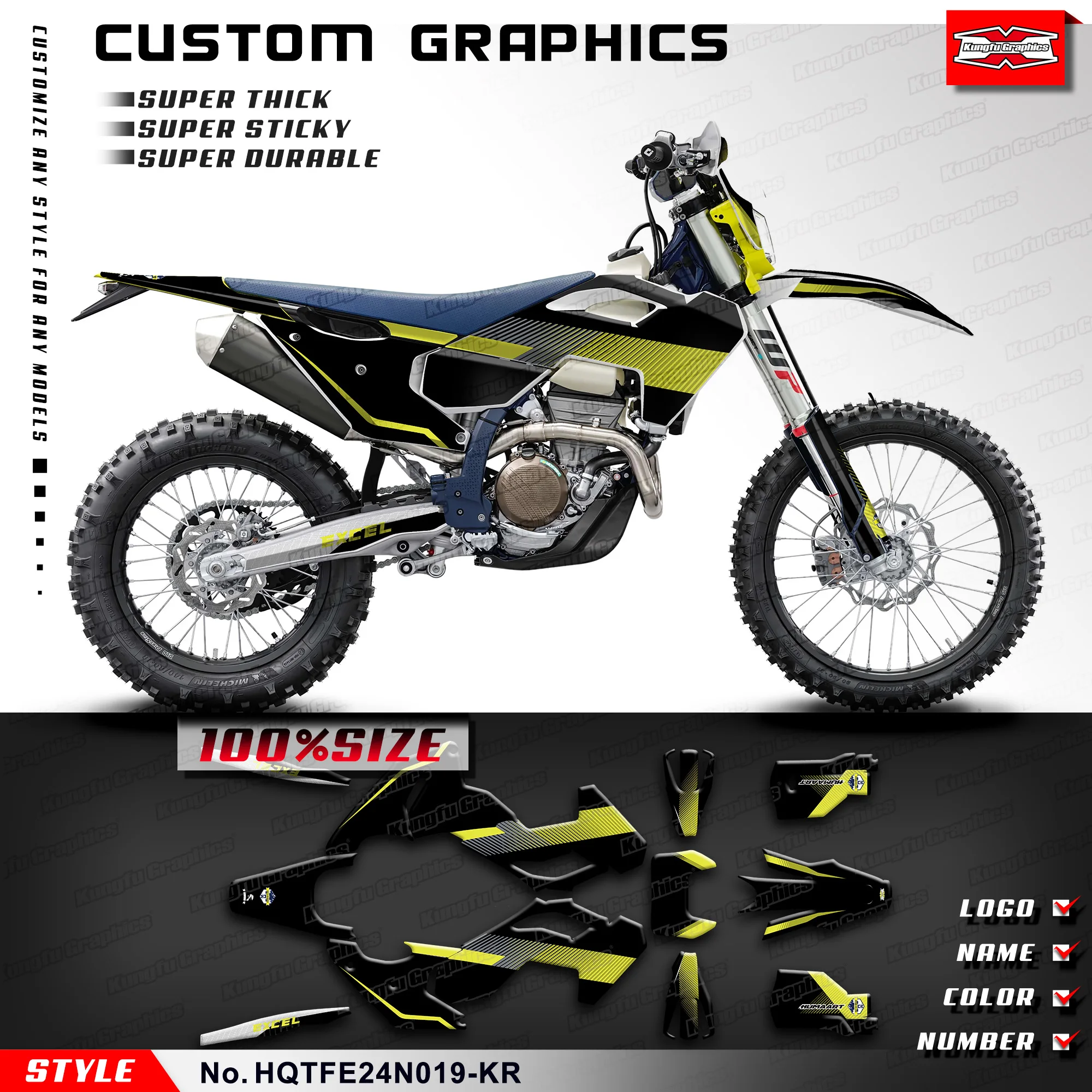 

Набор наклеек KUNGFU GRAPHICS Full Off Road для эндуро для Husqvarna TE FE 150 250 300 450 501 TC FC TX FX 2023 2024 2025