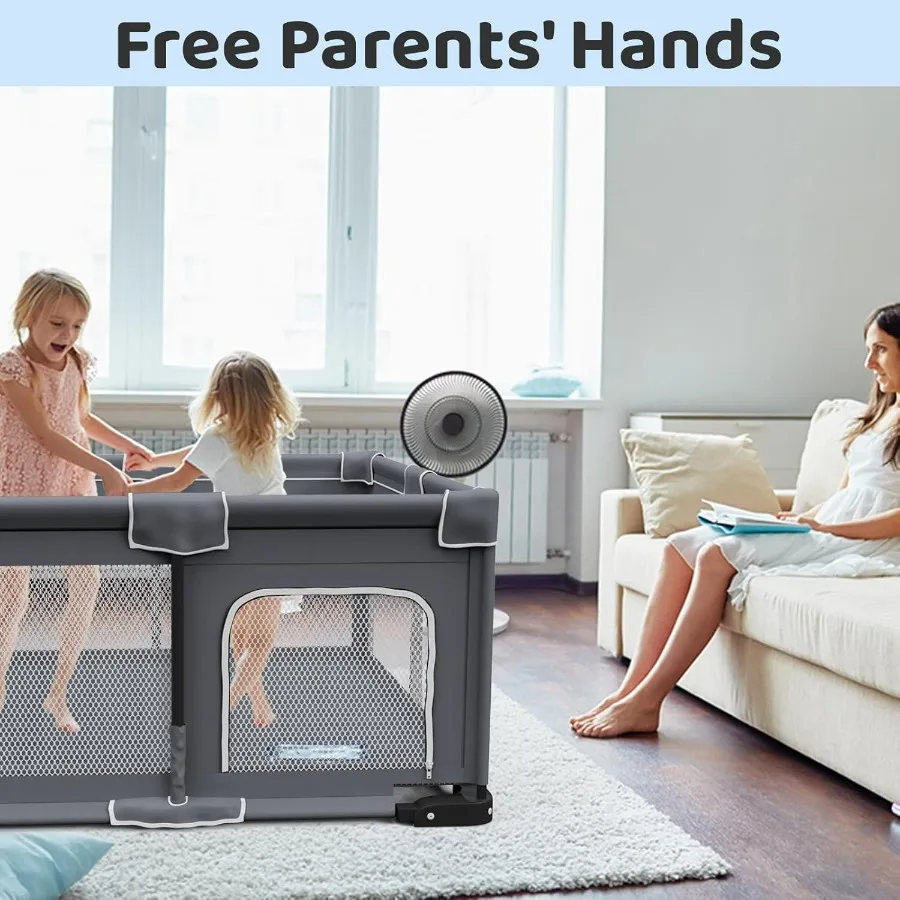 Box per bambini pieghevole con tappetino Box pieghevole per neonati e bambini piccoli Penna da gioco portatile pieghevole Cortile da gioco pieghevole con 2