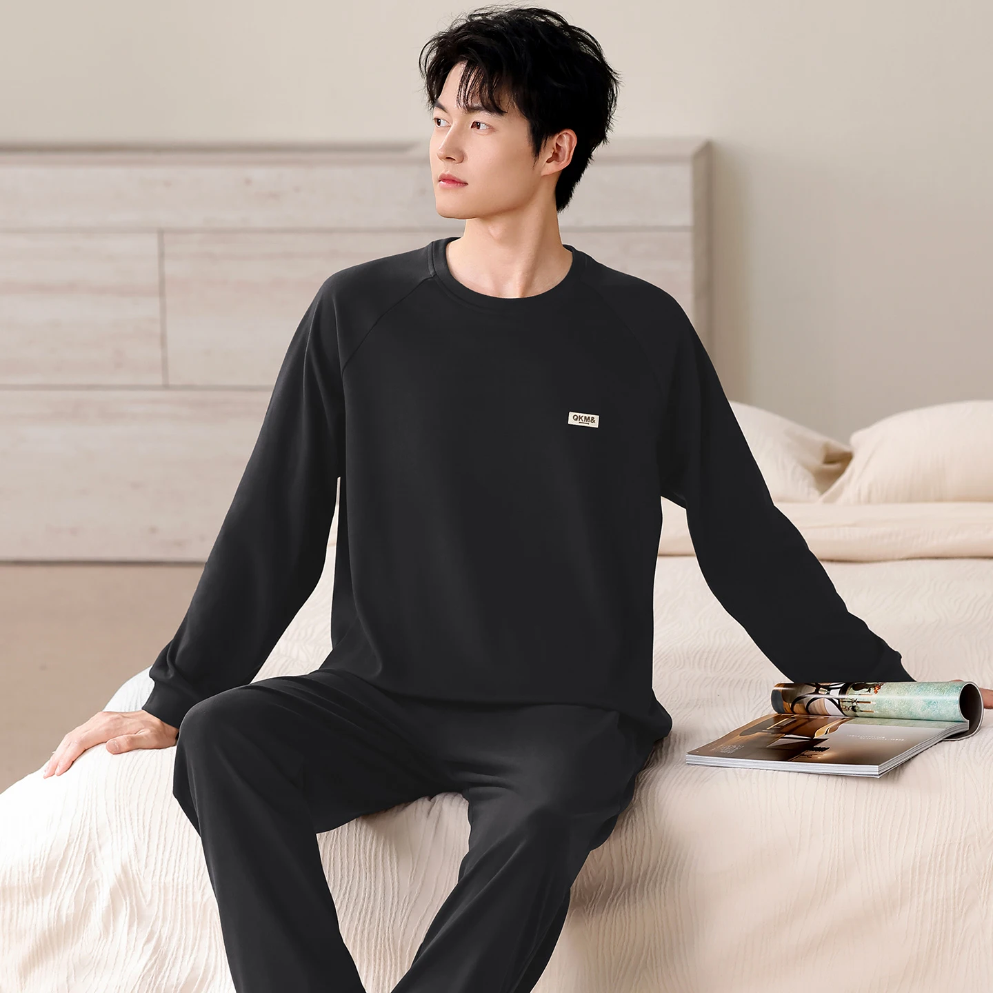 جديد الرجال منامة الدفء رقيقة المخملية طويلة الأكمام منامة مجموعة الخريف بسيطة ملابس خاصة غير رسمية Homewear دعوى بيجامات Hombre L-4XL #4