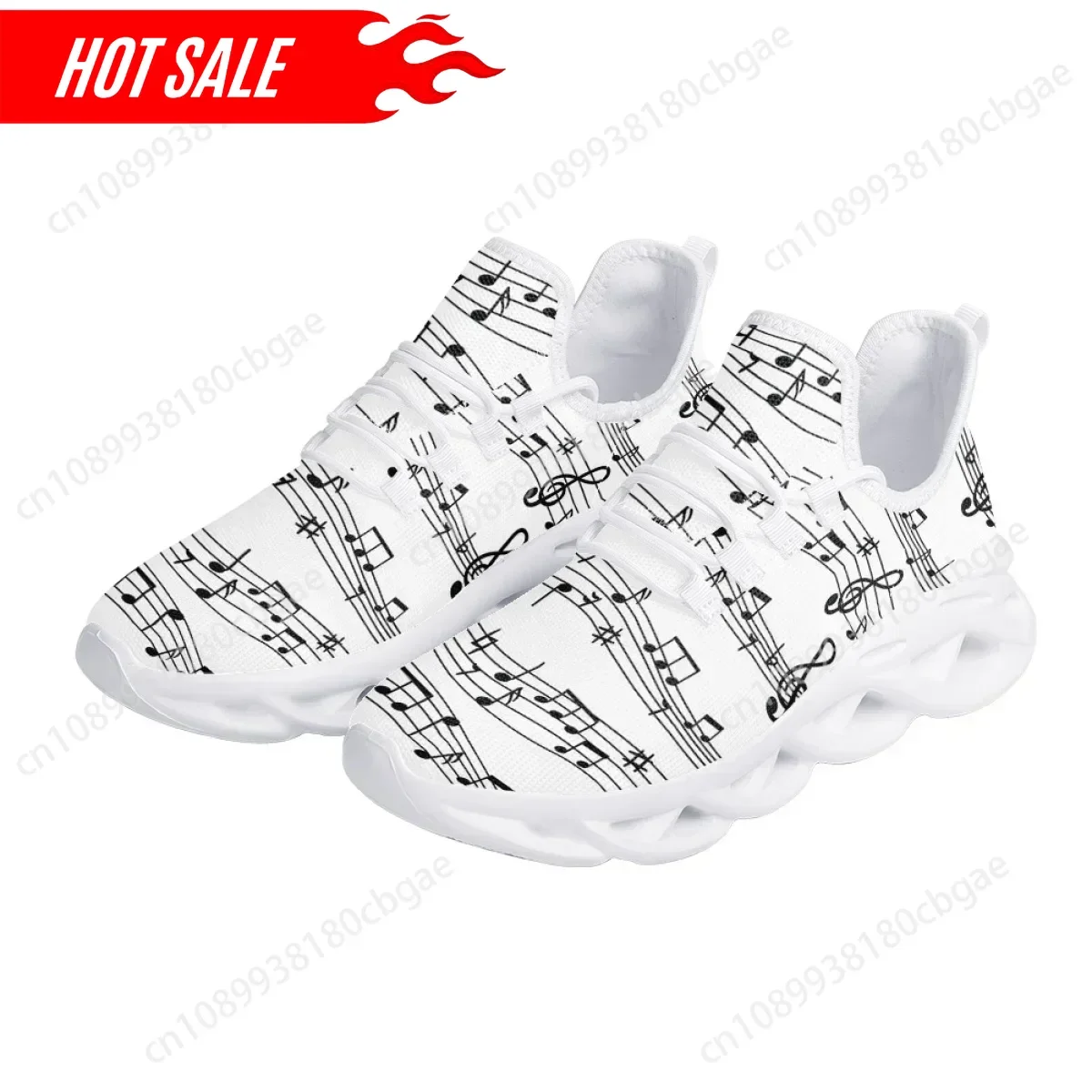 Women's Running Sneakers Musical Note Print Ladies Casual Cushion Mesh Shoes Shock Absorption Tennis Plus Size 35-46