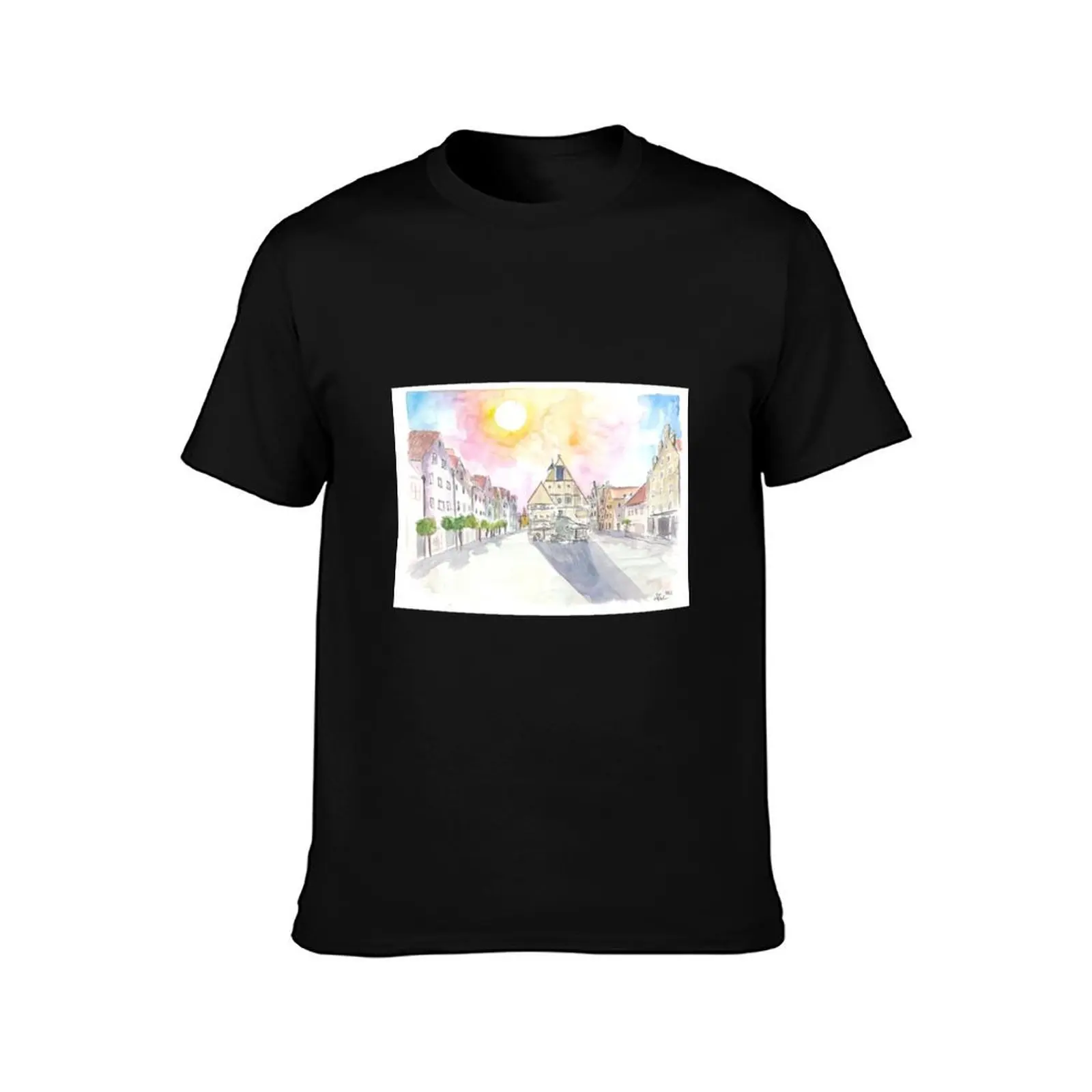 Weiden Old Town Square with City Hall in Upper Palatinate T-Shirt Summer Casual Cotton Tee Oversized Streetwear Tops