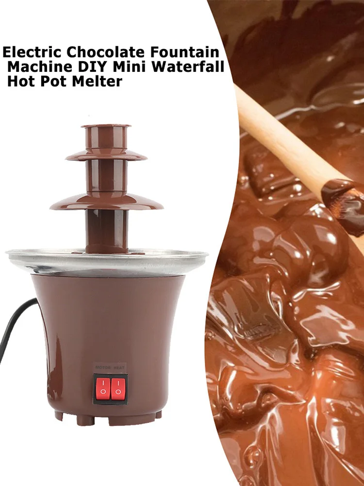 Mini Chocolate Fountain Electric Compact Chocolate Melt Heating Fondue Fountain BBQ Sauce Household Kitchen Supplies