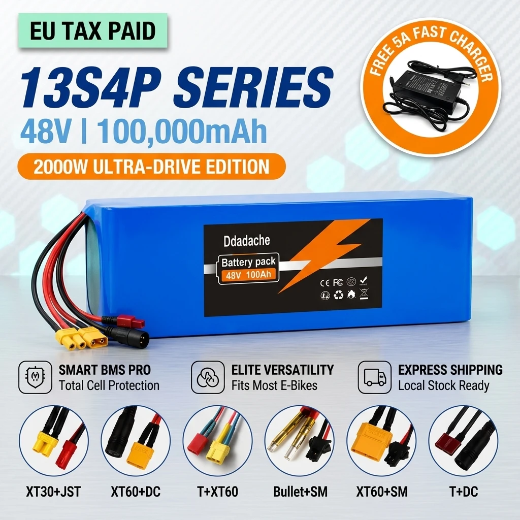 Suitable for Kugoo M4/M4Pro/M5/M5Pro Electric Scooter Battery Pack -13S4P 48V 60Ah 1000W 18650 Large Capacity Fast Charging Lithium-ion Battery