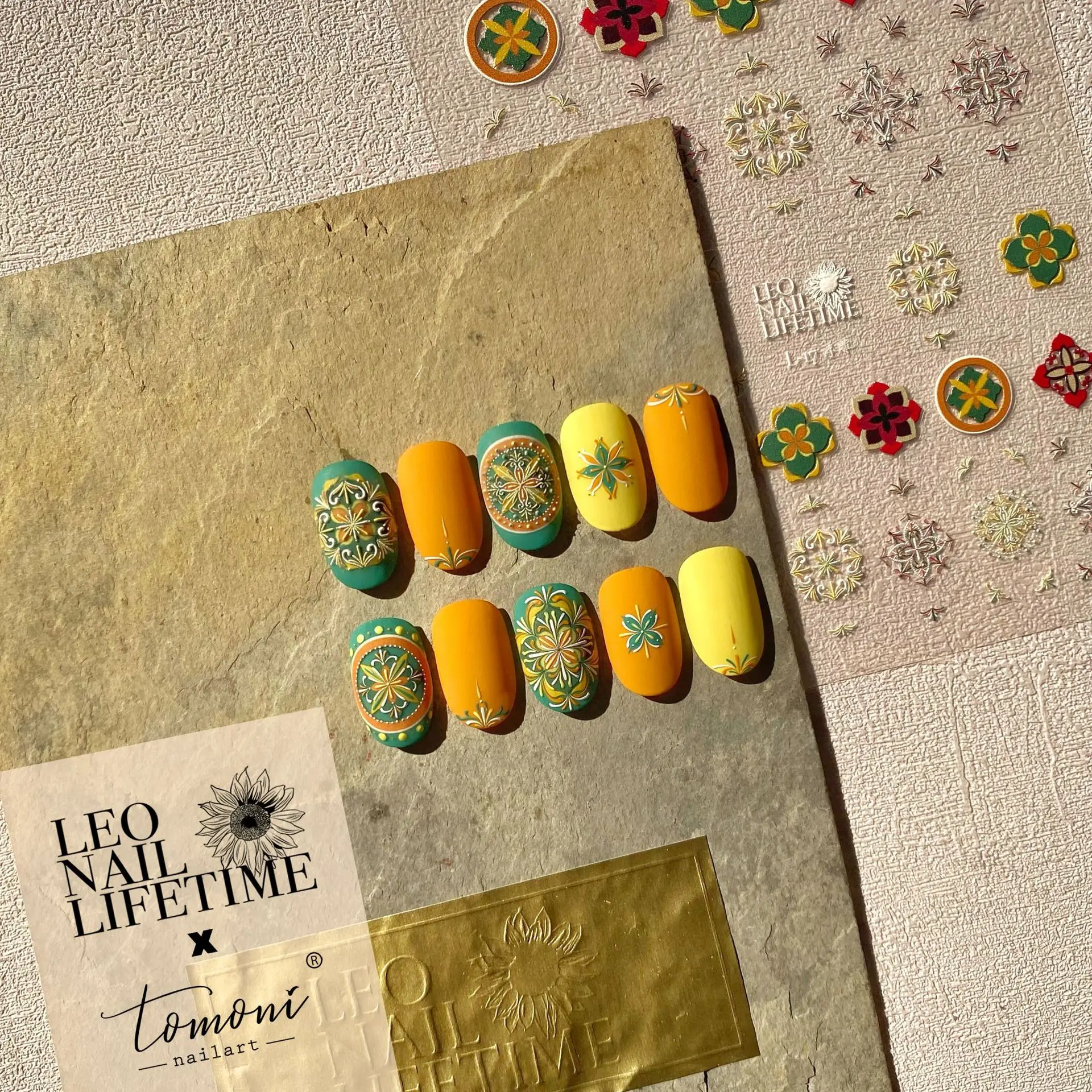 Pegatinas de estilo bohemio para decoración de uñas, calcomanías para manicura, L-16