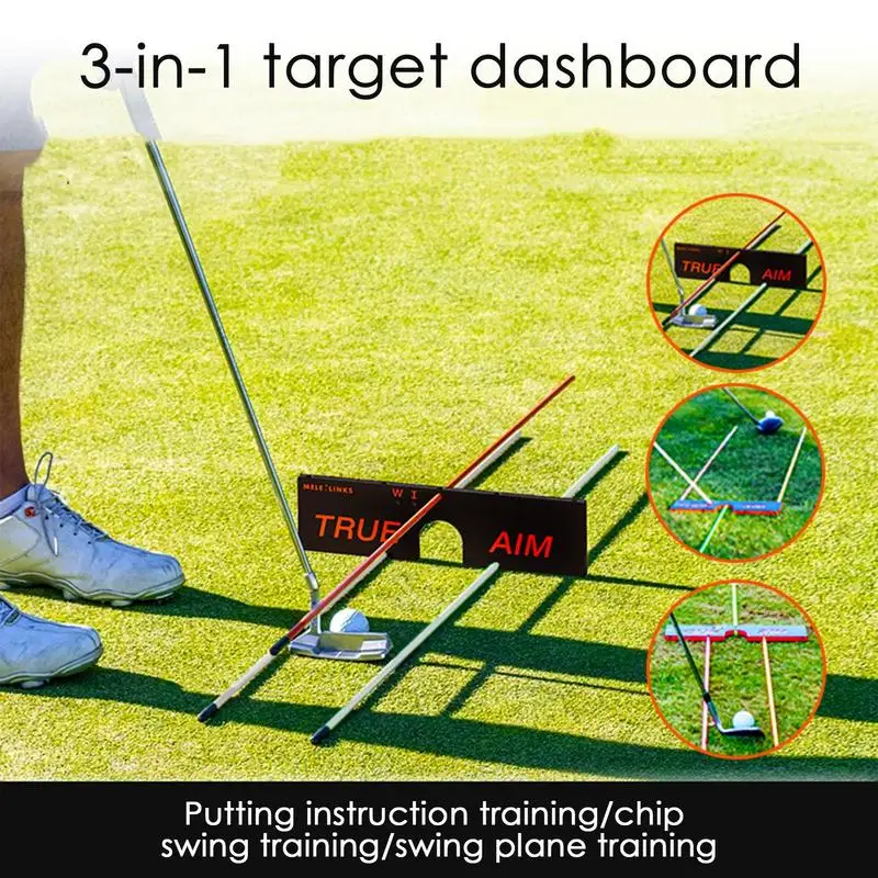 Golf Putting Trainer Target Dashboard With 8 Alignment Poles 3 In 1 Golf Swing/ Chip Practice Target Goal Swing Alignment Aiming