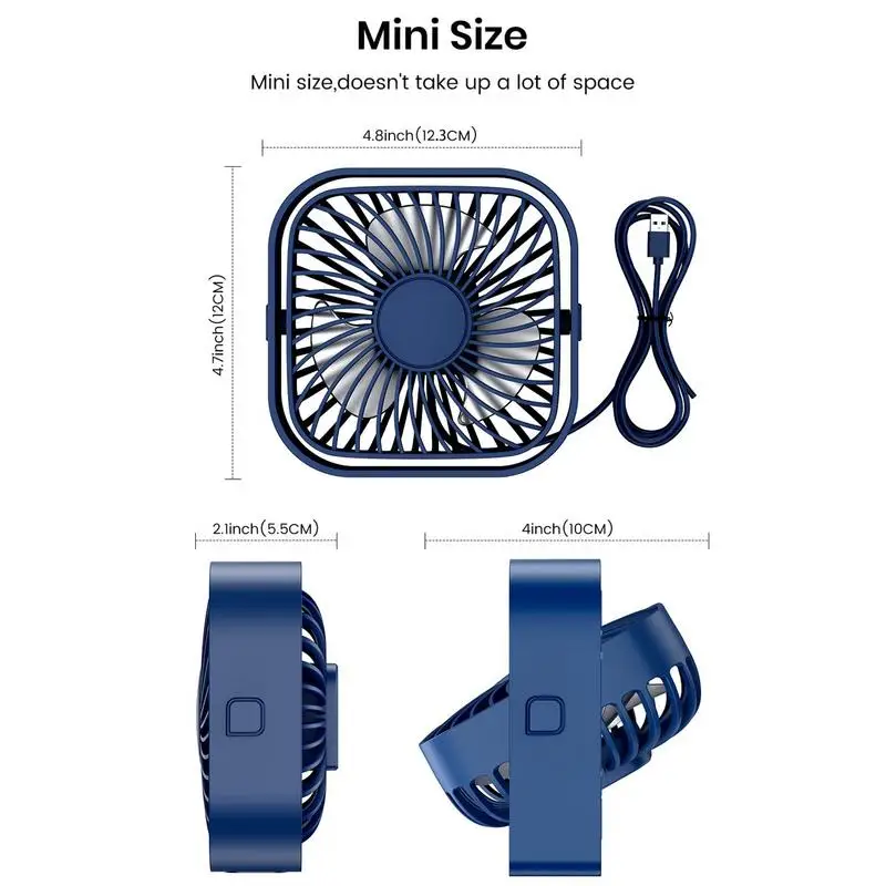 Desktop Small Fan USB Small Fans with 3 Speeds Strong Airflow Small but Powerful Rotate Personal Cooling Fan Adjustable Mini Fan