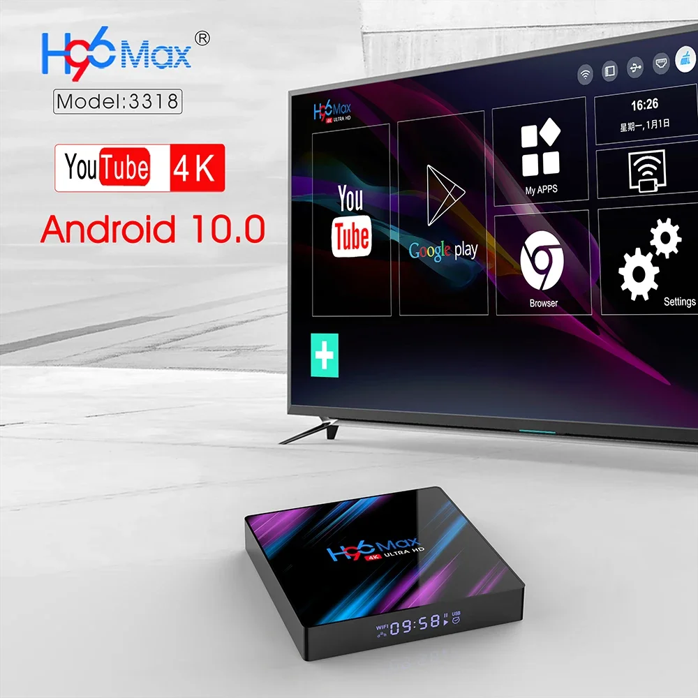 H96 Max RK3318 Android 10.0 4gb ram 32gb rom best streaming device tv box 2.4G&5G WiFi BT4.0 Media Player Set Top Box