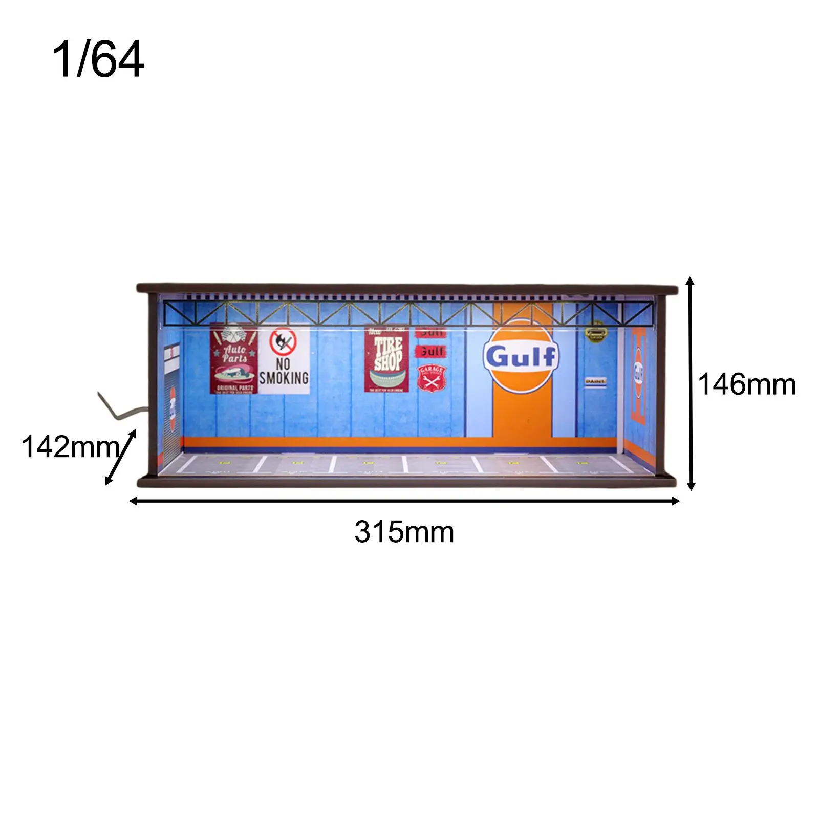 1:64 Scale Parking Lot with Dustproof Cover LED Display Case for Model Cars Action Figures Accessories Diorama Collection