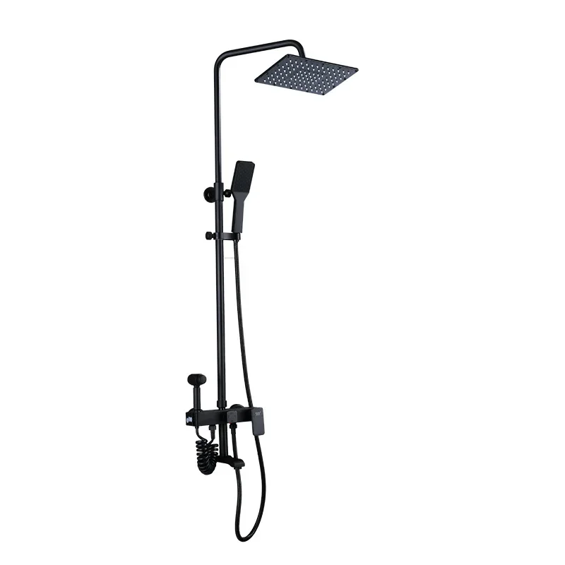 

Space aluminum, black, square, shower, wall mount, hot and cold, bath, pressurized