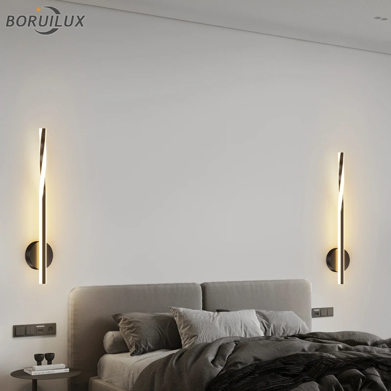 Creative Simple Black White New Modern LED Wall Lamps Living Dining Room Bedroom Bedside Aisle Hall Porch Indoor Lighting Lights