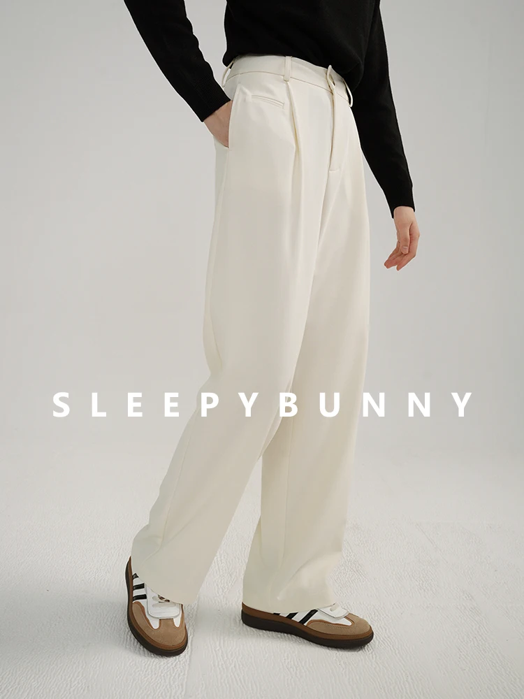 

Elegant High Waist Wide Leg Pants Women Loose Straight Trousers Draped Design Autumn Casual Slimming Long Suit Pants Office Wear