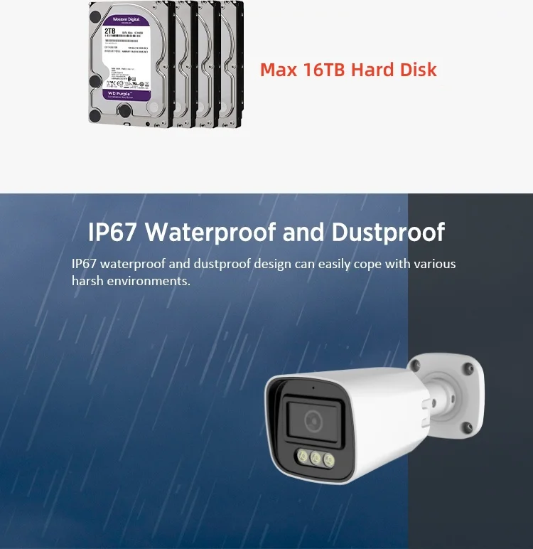 8MP 4 Channel Video Surveillancei Security Cameras POE NVR Kit System 4K Outdoor Motion Detection Alarm Two-way Audio