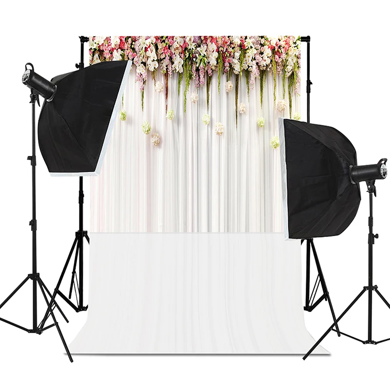 Flower Wooden Wall Photography Backdrop Floral Wood Photographic Photo Background Studio Shooting Prop Poster Wedding Decoration