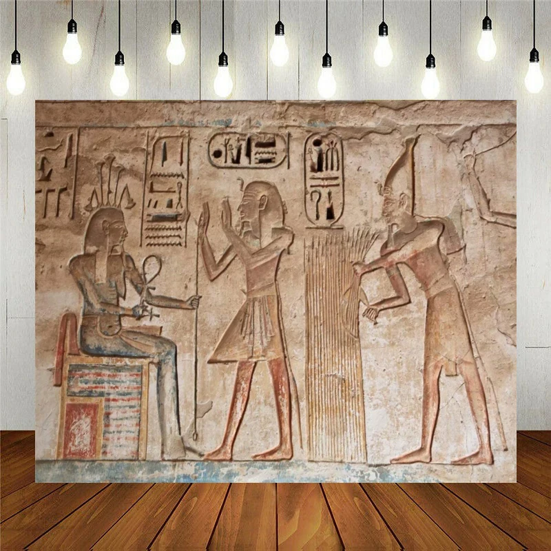 

Phtography Backdrop Ancient Egyptian Gods And Hieroglyphs In Wall Painting Egyptian Tomb Background For Party Decoration