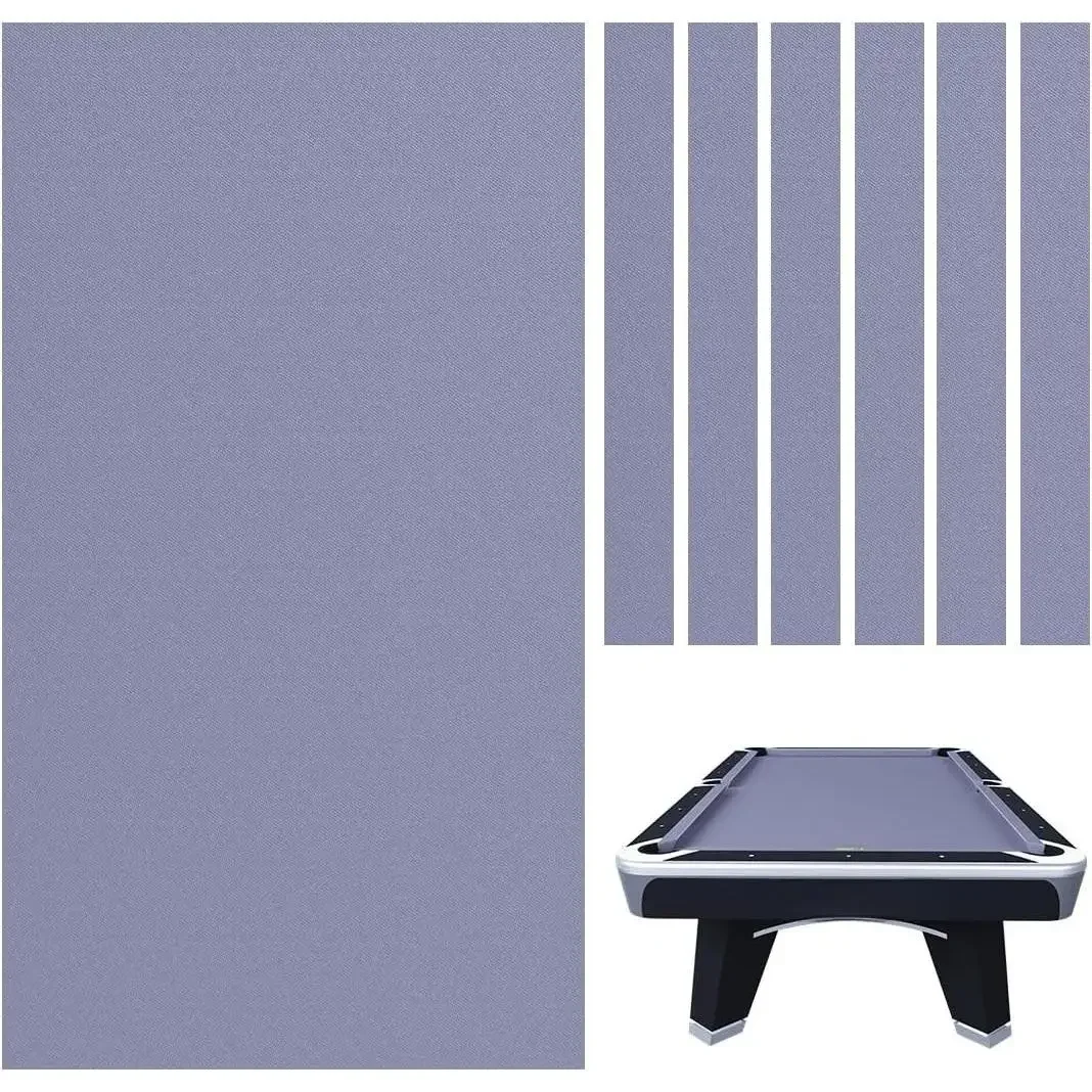 Filc do stołu bilardowego 9' z 6 wstępnie przyciętymi paskami tkaniny, idealny do amerykańskich stołów bilardowych dziewięciokulowych.