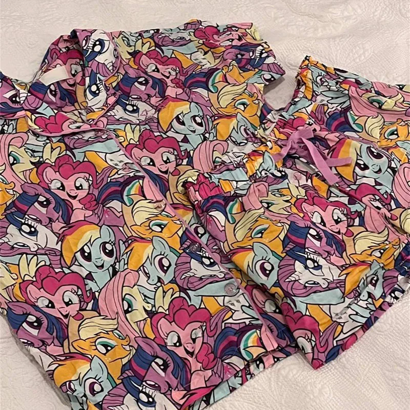 Cartoon Kawaii Cute My Little Pony Pajamas Short Sleeved Shorts Loose Comfortable Leisure Ins Versatile Birthday Gift For Girls