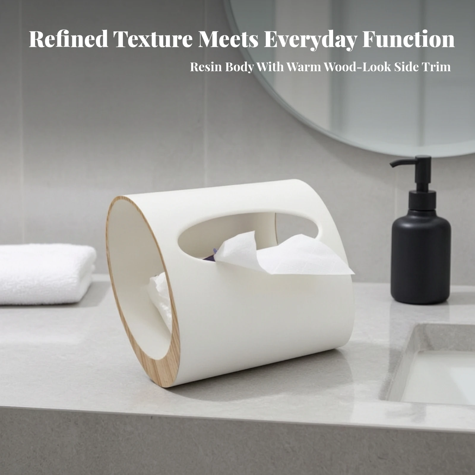 Tissue Box Cover Freestanding Resin Tissue Box Modern Long-Lasting for Bedroom, Living Room