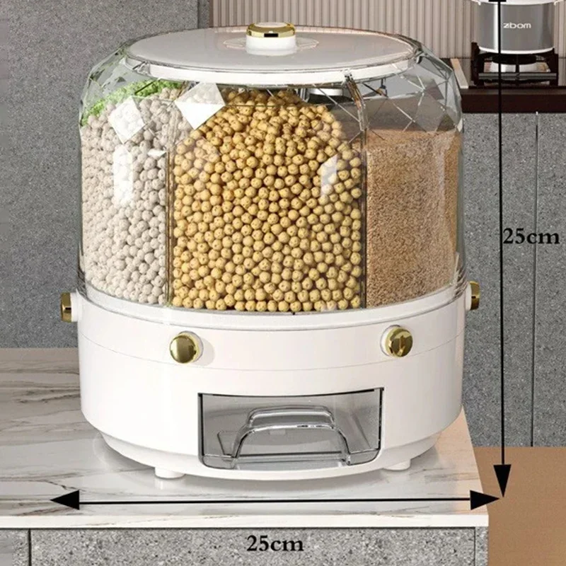 360 Degree Rotary Cereal Grain Dispenser Insect Moisture Prevention Kitchen Transparent Food Container Storage Box Sealed Jar