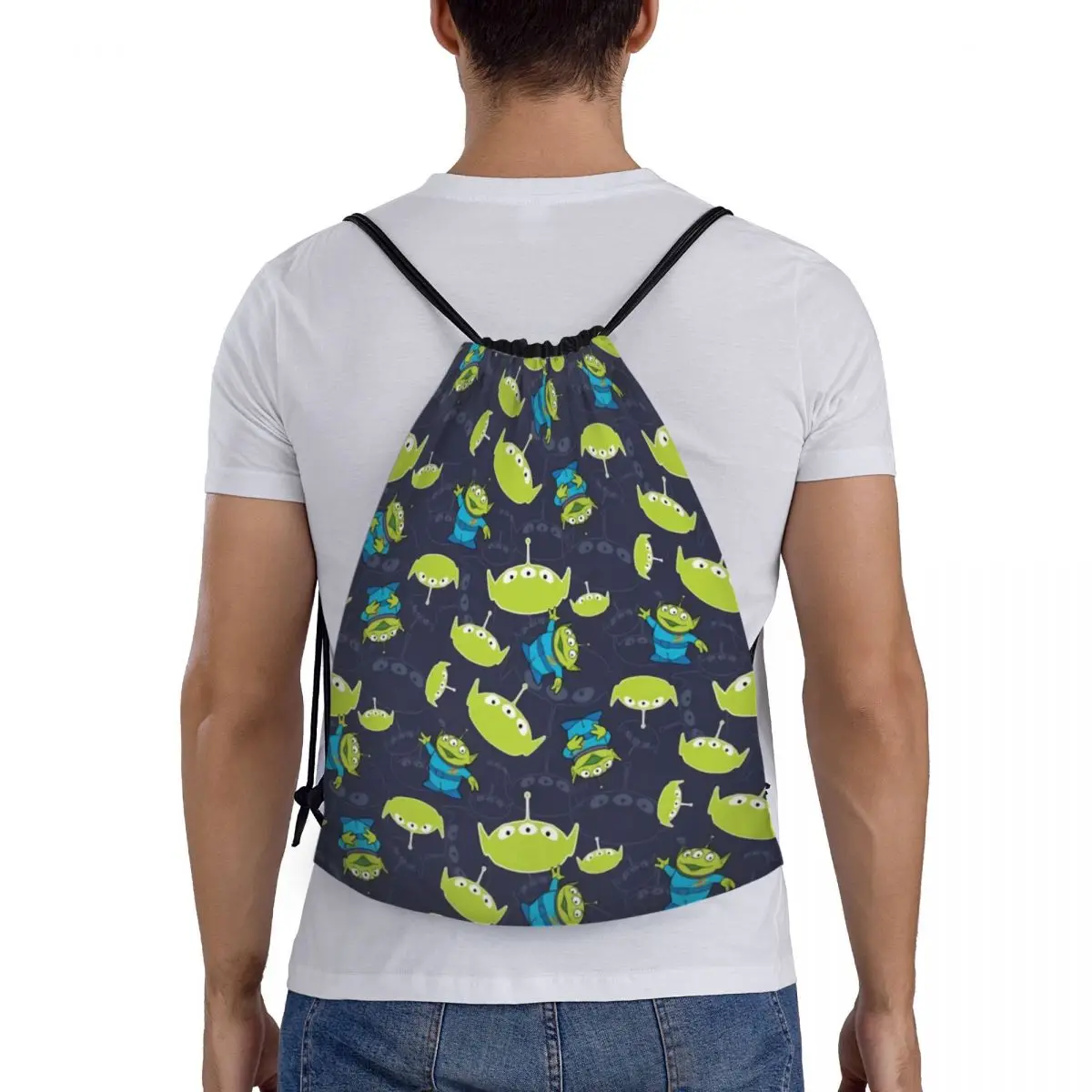 Custom Toy Story Manga Drawstring Bags para Mulheres e Homens, Yoga Mochilas, Sports Gym Sackpack, Aliens Verdes