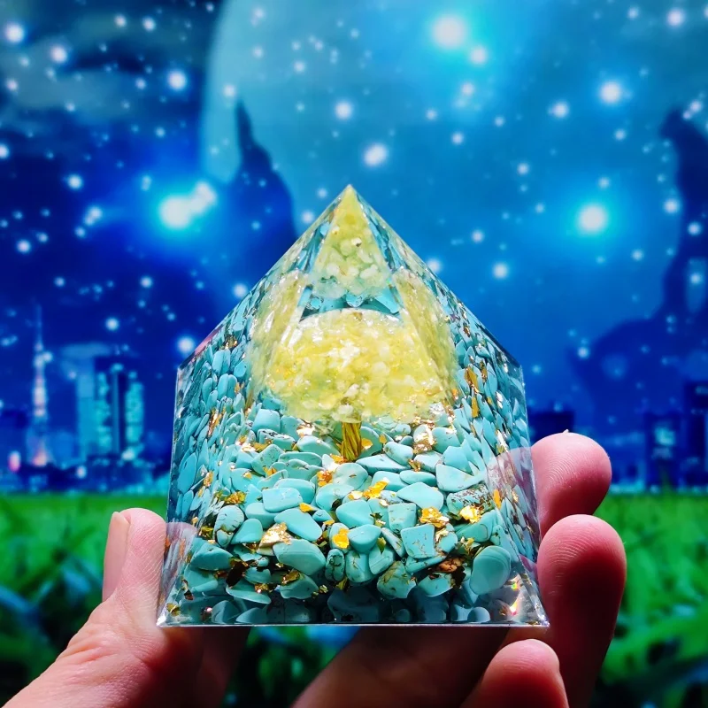 Ogen Energy Tree of Life Pyramid Home Crafts Resin Decorations Desktop Decoration Dream Come True