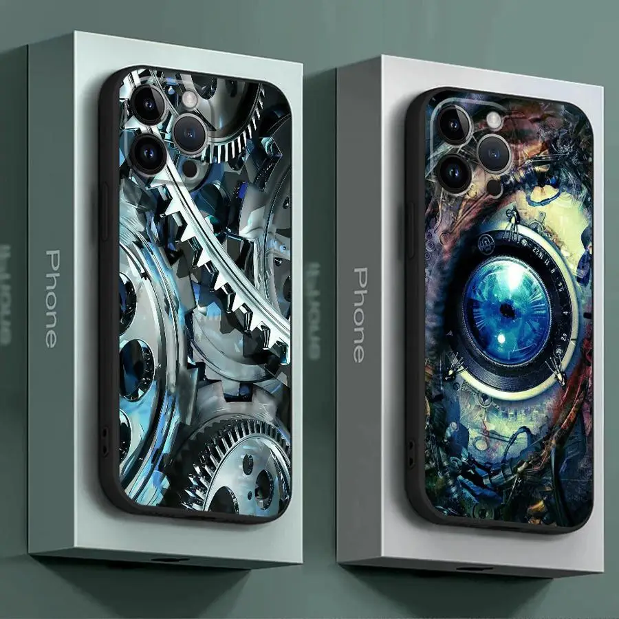 Steampunk Gear Mechanical Phone Case for Apple iPhone 16 11 13 15 12 14 Pro Max 7 XR X XS 13 12 Mini 14 Plus 8 SE Silicone Cover