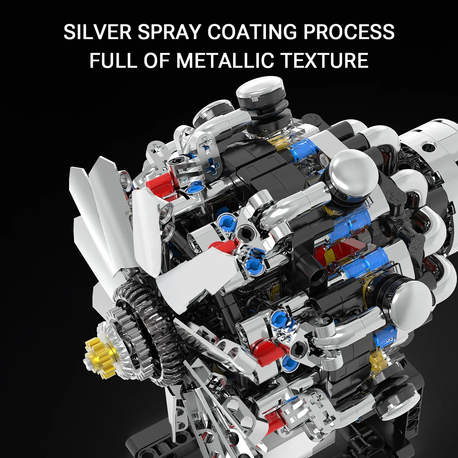 Conjunto de blocos de construção de motor de aeronave v8, 558 peças, modelo de simulação acionada por motor, brinquedo educacional de haste, presente de ornamento de mesa diy