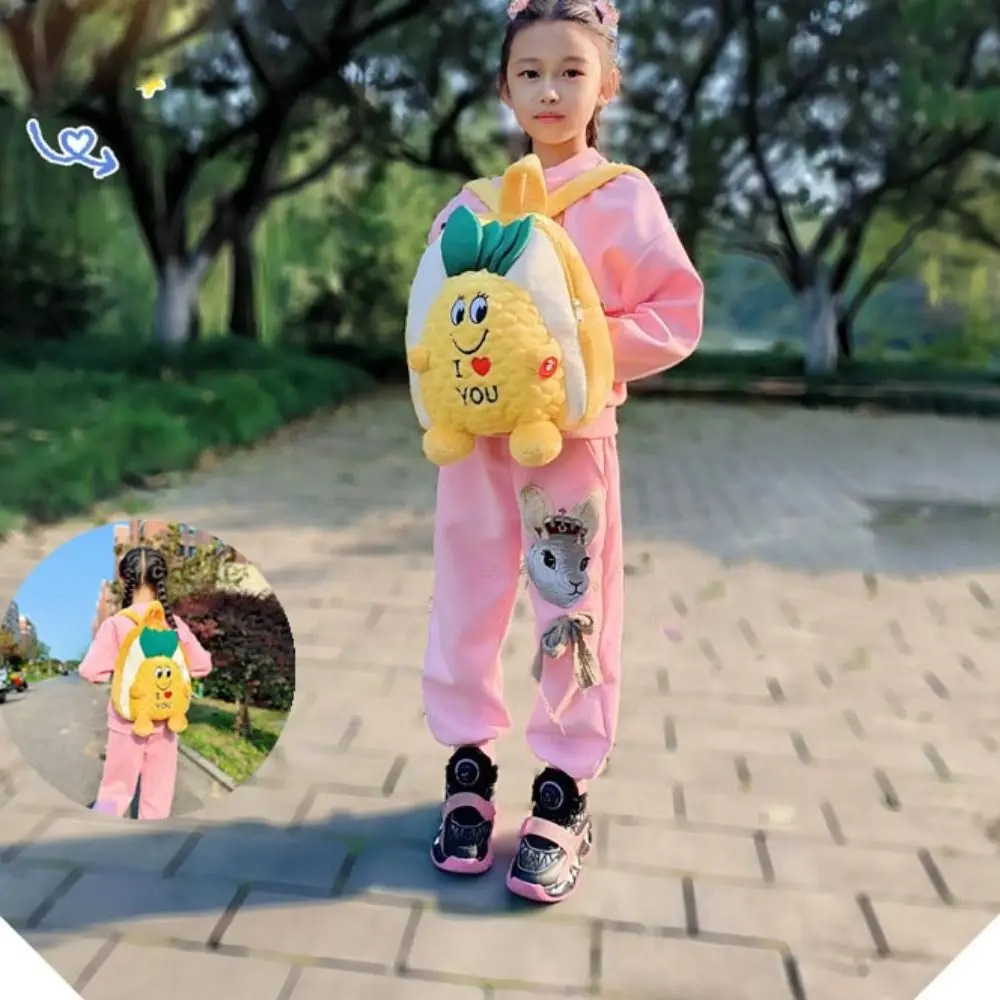 Cartoon Animal Little Turtle Backpack Zipper Fashion Plush Pineapple Bag Cute Large Capacity Anime Plush Doll Backpack Outdoor