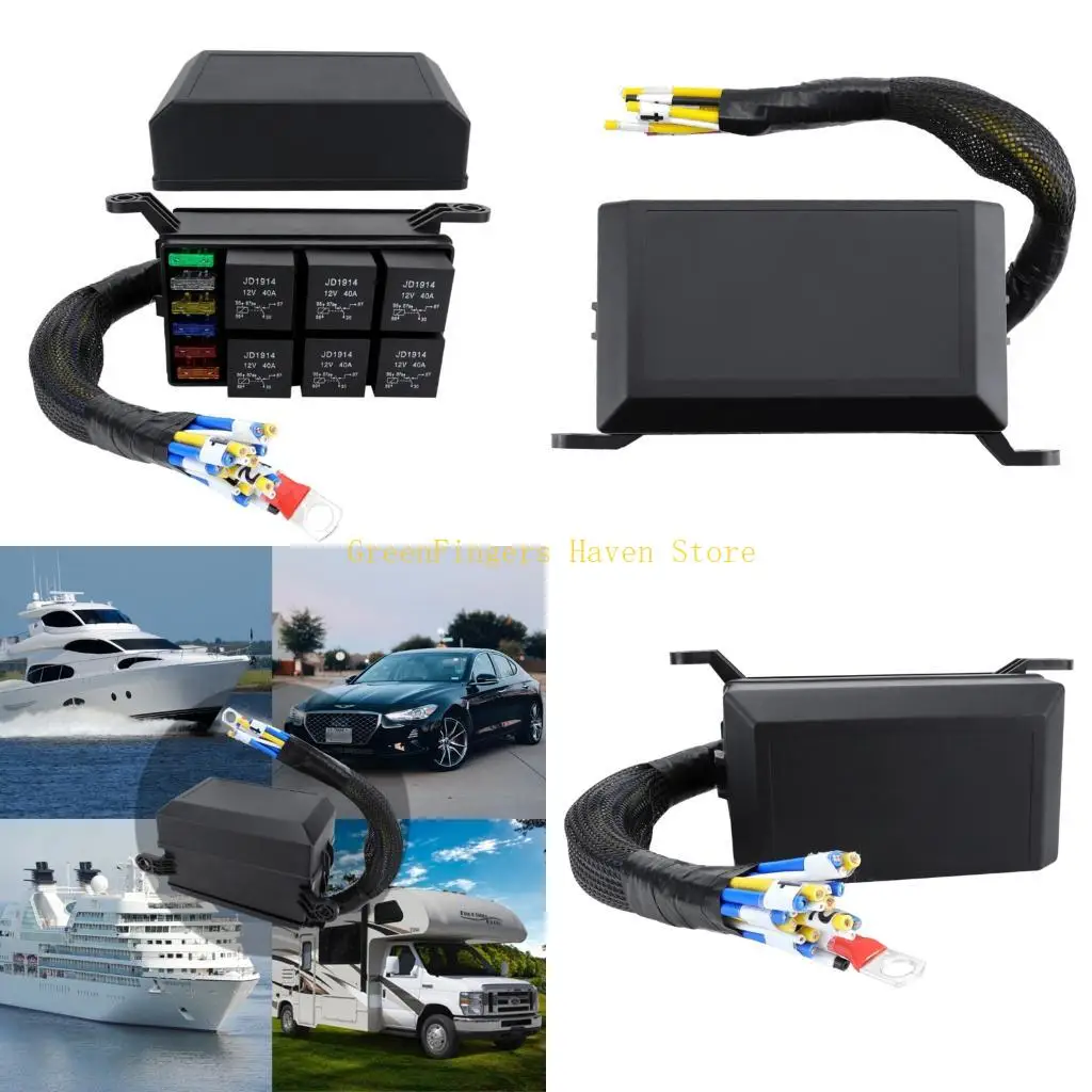 

F68D Practical Waterproof Designs 12V Relays Box with 6 Fuses Slots for Enhances Circuit Protective High Performances