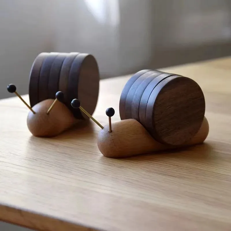 2025 New Fashion Black Walnut Cartoon Snail Decompression Creative Tea Cup Mat Decoration Insulated Tea Coffee Mug Coaster.