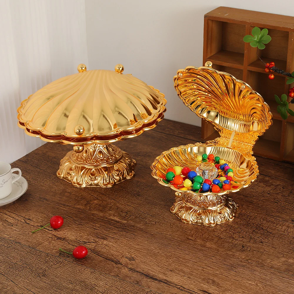 

Роскошный поднос для хранения в европейском стиле, фруктовница на подставке в форме ракушки, из цинкового сплава, для торжественных ужинов и повседневных закусок