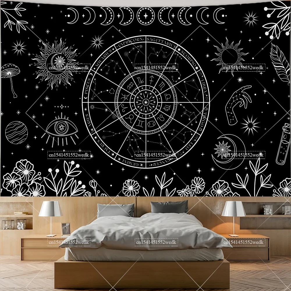 Academia Witchy Witchcraft Wall Hanging Tapestry Moth Moon Skulls Tapestries Aesthetic Room Decor Skeleton Tapestrys Wallpapers