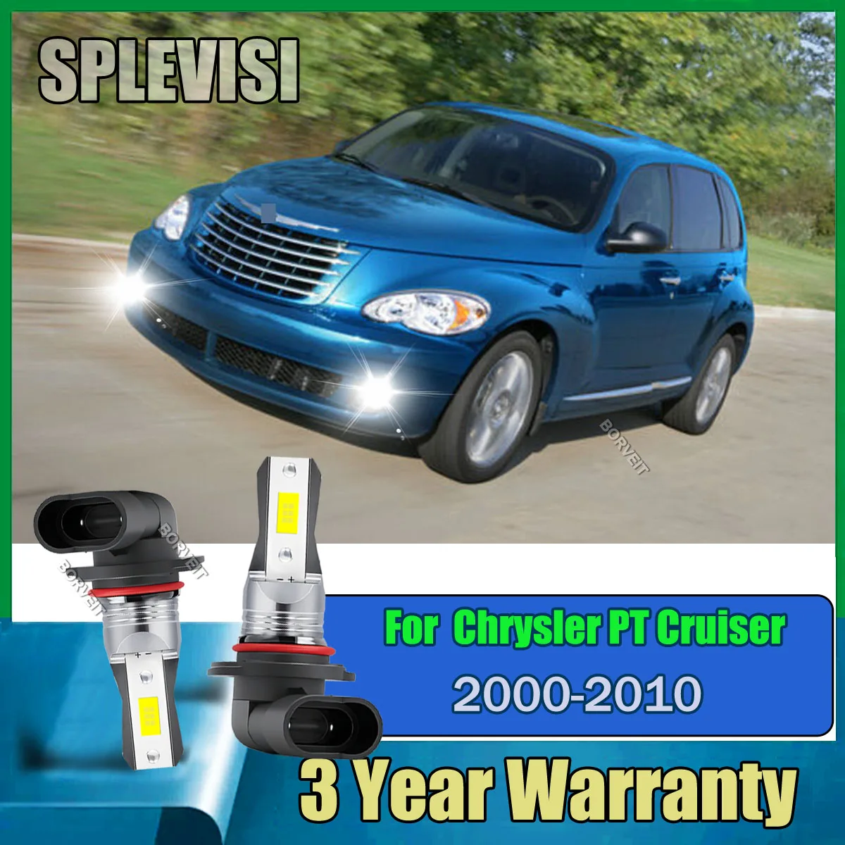 

2Pcs H10 LED White Fog Light - Non-destructive installation in one step For Chrysler PT Cruiser 2000 2001 2002 2003 2004-2010