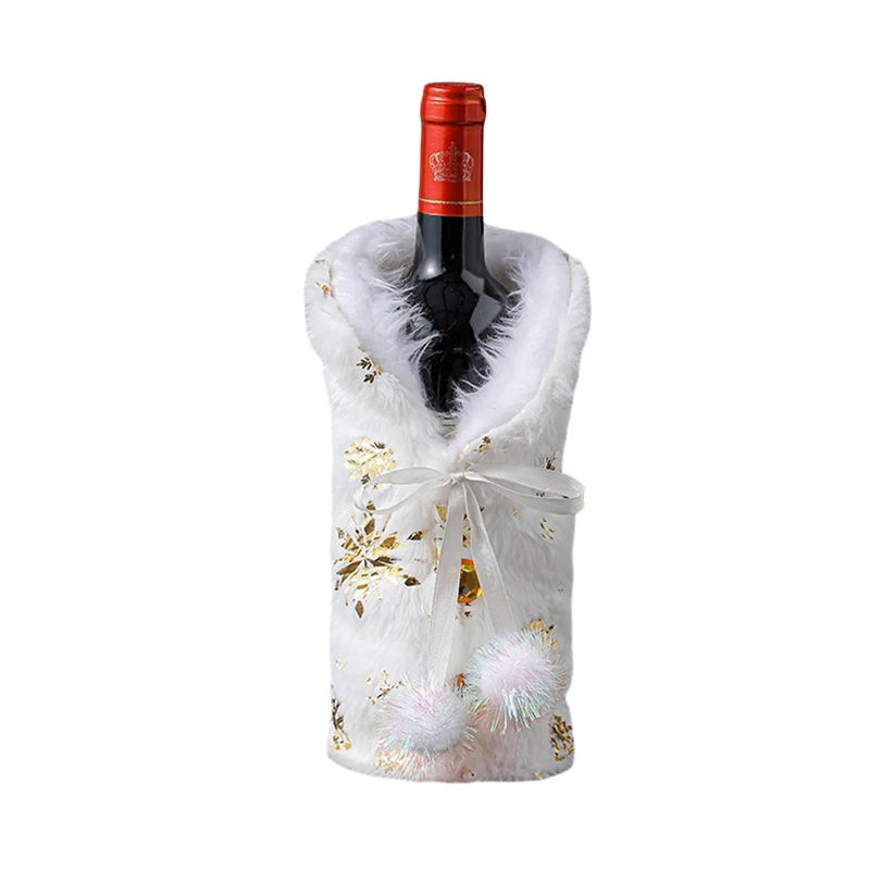 Plush Christmas Wine Bottle Cover Handmade Christmas Wine Bottle Sleeve Cute Christmas Wine Bottle Bags Party Decorations