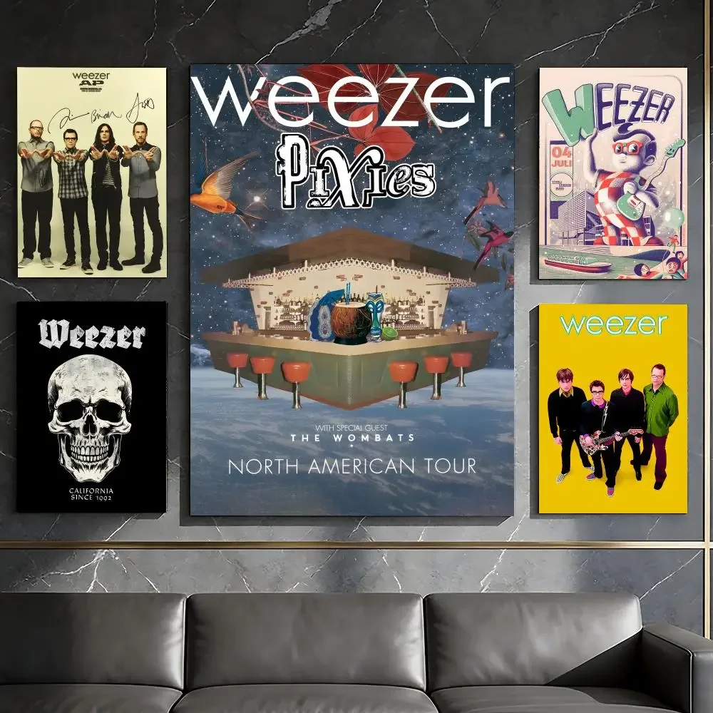 Rock Band W-Weezer Poster Waterproof Peel & Stick Wall Sticker Self Adhesive Art Decor For Living Room Bedroom