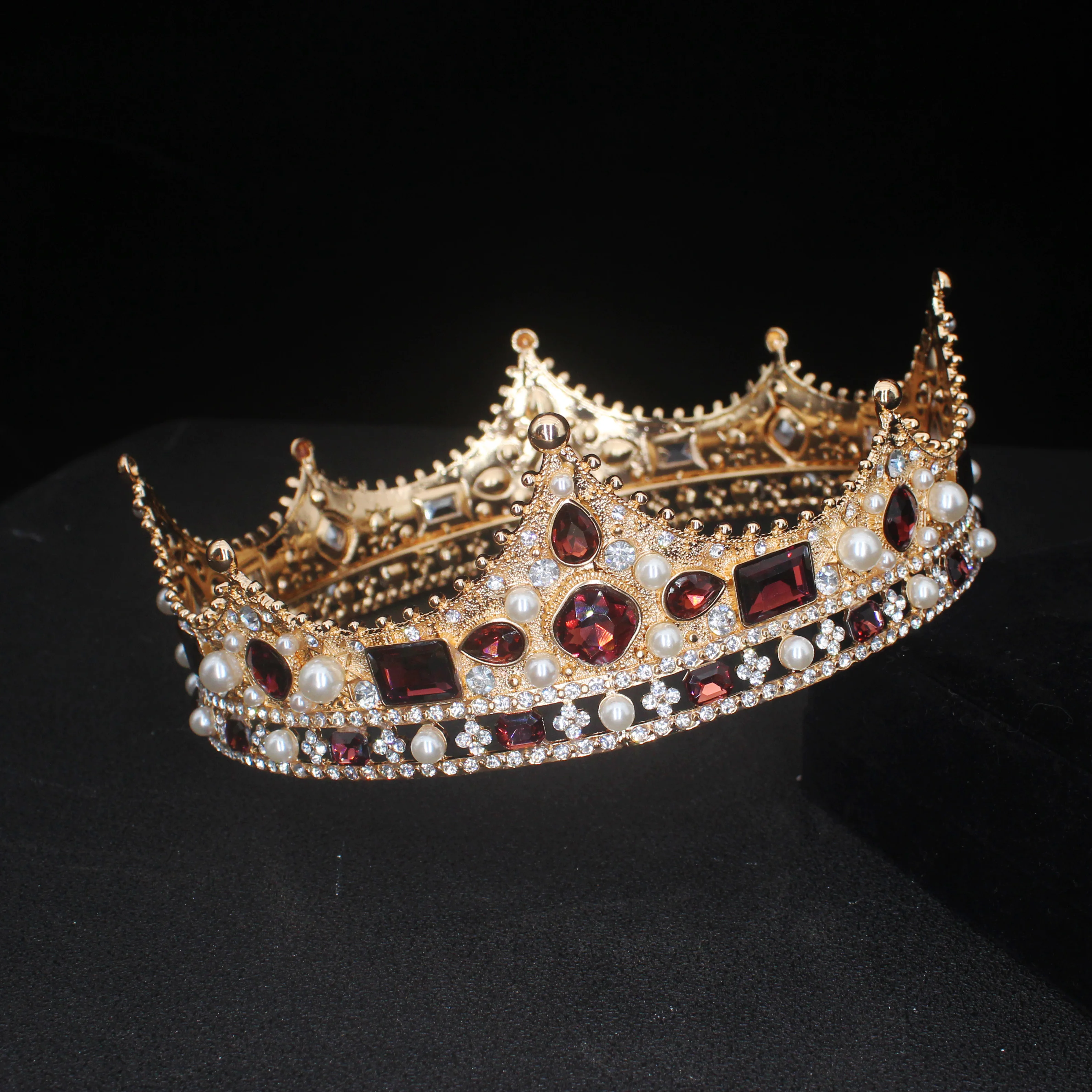 Królewskie korony królowa król korowód Prom Tiara Diadem Vintage mężczyźni korona głowa biżuteria akcesoria ozdoby do włosów