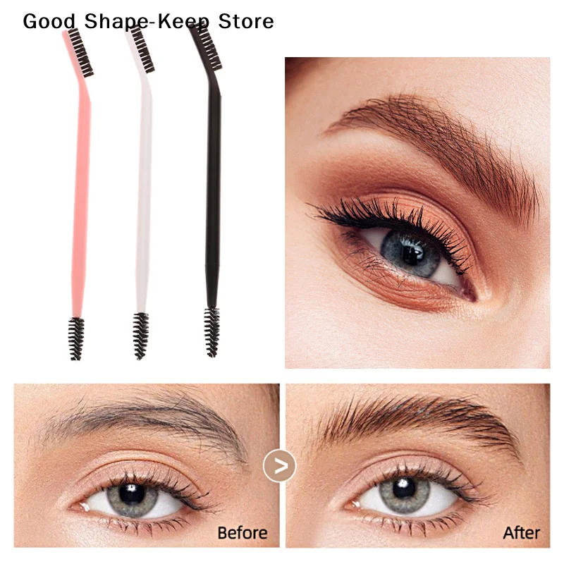 dailyDouble Headed Eyebrow Brush Eyelash Comb Eyebrow Eyelash Shaper Eye Brow Brush For Grooming Brows Reusable Makeup Tool