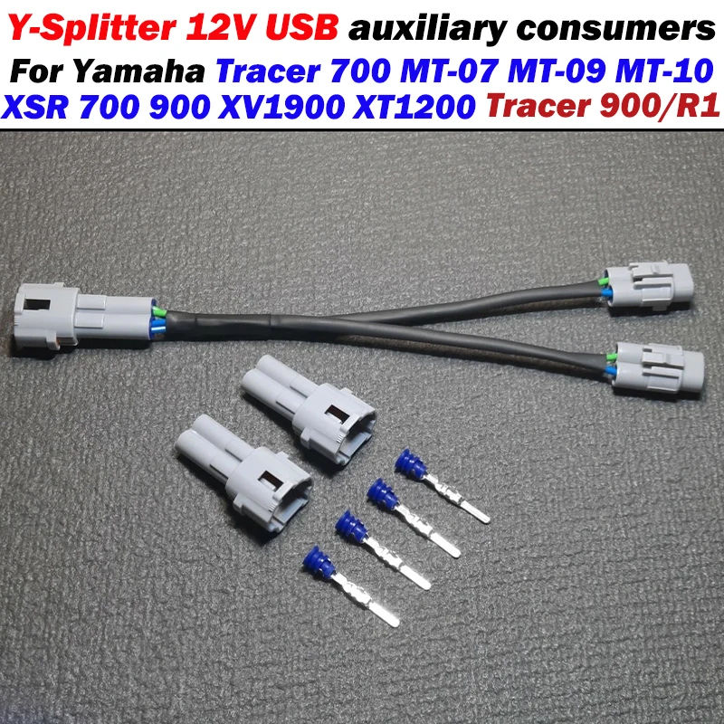 

Y-Splitter 12V USB auxiliary consumers For Yamaha Tracer 700 MT-07 MT-09 MT-10 XV1900 XT1200 XSR Tracer 900 R1/M