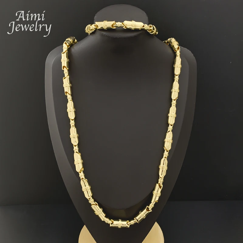 

Персонализированный длинный цепочка в стиле хип-хоп, золотой колье, топ Quanlity, 18-каратное позолоченное ювелирное изделие для мужчин, ожерелье, браслет, комплекты украшений