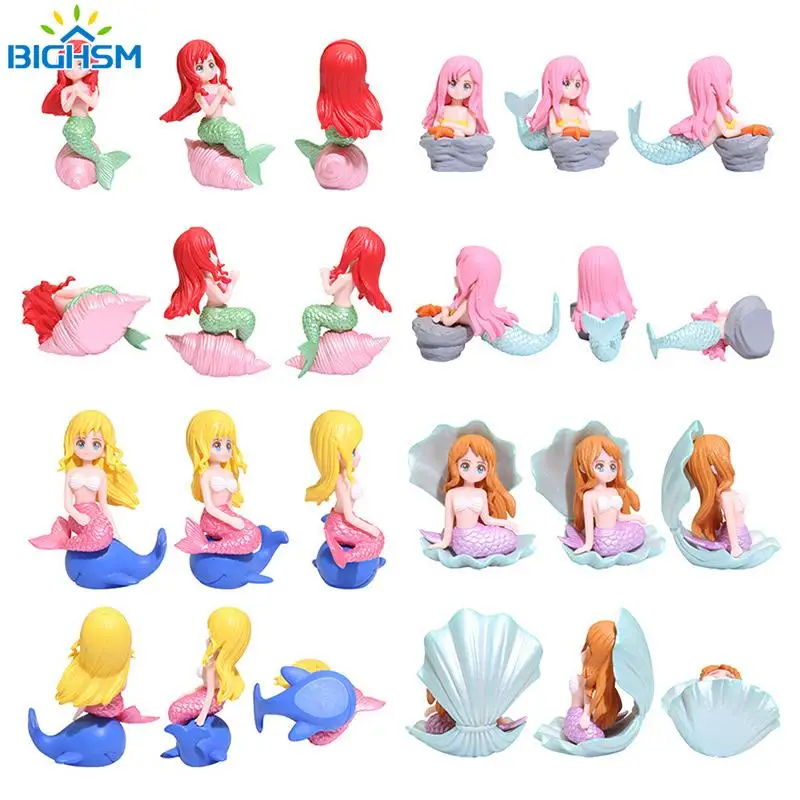 Aquarium Little Mermaid Resin Miniature Artificial Figurine Cake Topper Decor Fish Tank Handicraft Statue Landscape Ornament