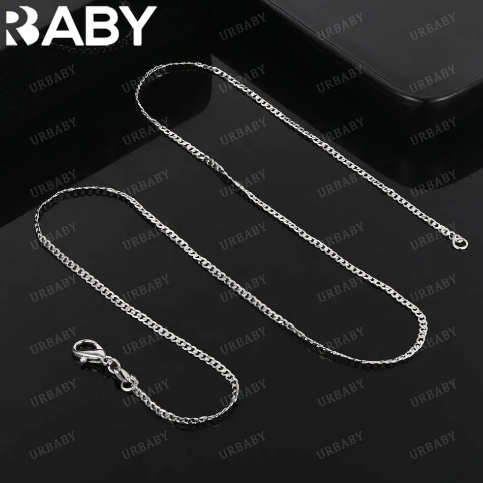 

URBABY 925 Sterling Silver 40-75cm 2mm Chain Necklace For Women Men Creativity Gifts Street All-match Party And Daily Wear