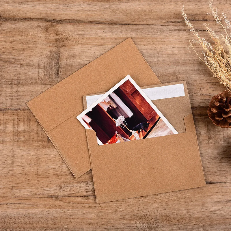 Custom Vintage Thickened Kraft Paper Envelope A7 Self-Adhesive Single Envelope Bag Simple Storage Paper Su