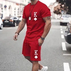 Men Clothing Men T-Shirts Shorts Sets 3D Printed King Letter Men's Fashion Tracksuits Oversized Short Sleeve T Shirt Pants Set