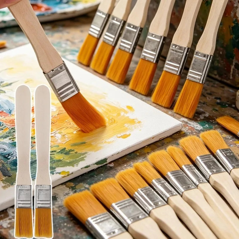 20/10x Wholesale Wooden Handle Nylon Bristle Brush Mini Wall Paint Brushes Dusting Cleaning Art Painting Oil Brushes Hand Tools