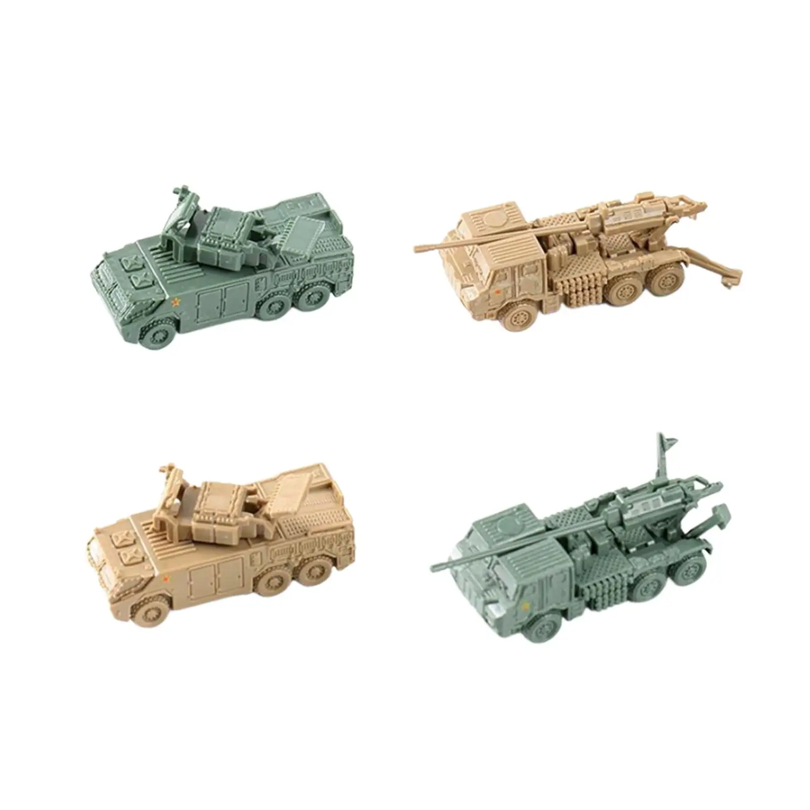 4x 1:144 Scale Home Decor Craft Table Scene Collection Gift Keepsake Building Model Light Tank Toy for Kids Boys Adults Children