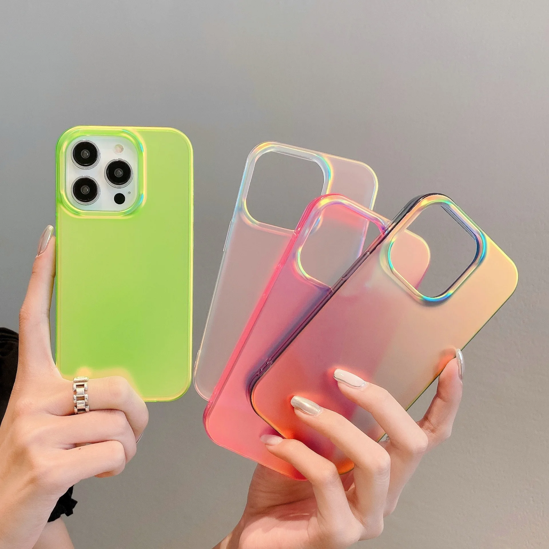 

Прозрачный чехол для телефона Ins неонового флуоресцентного цвета для iPhone 16 15 14 Pro Max 11 12 13 Pro Max 16 Plus, мягкий противоударный чехол