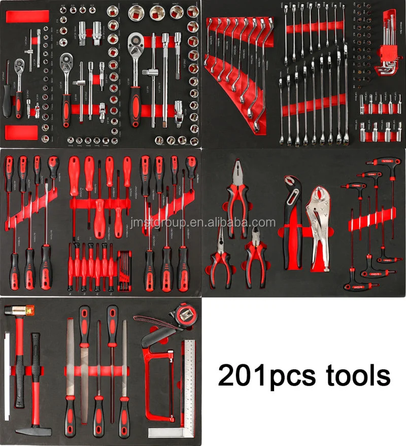 CE Certified 7-Drawer Industrial Steel Tool Chest Metal Tool Trolley/Cabinet/Cart with 201pcs Hand Tool Sets OEM Customizable