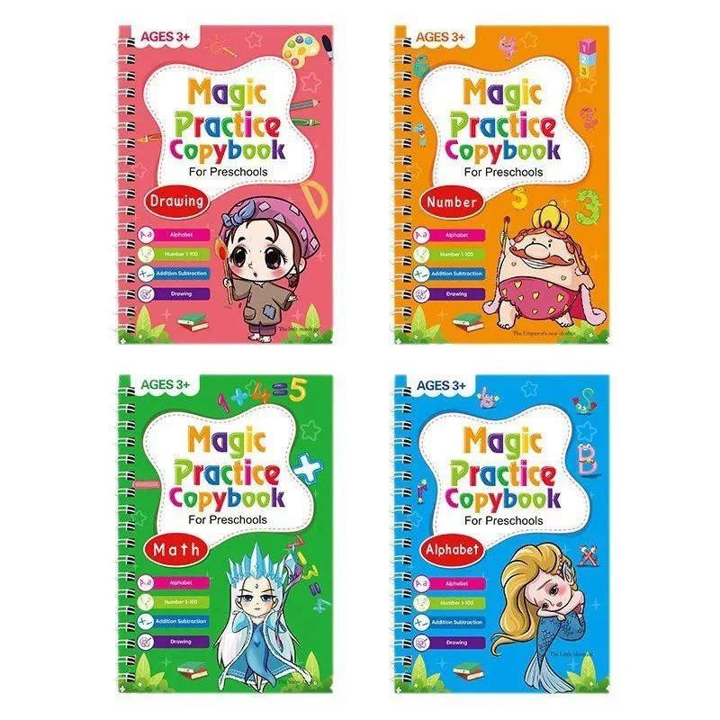 كتاب ممارسة الكتابة المخطوطة للأطفال للتدريب على التحكم في قلم تتبع الحروف الإنجليزية ورسم كتاب الأرقام السحرية